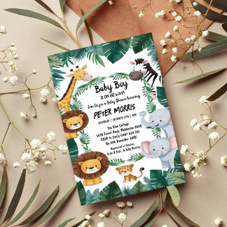 Jungle Safari Animals Baby Dusche Einladung