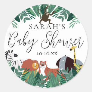 Jungle Safari Animals Baby Dusche Gefallen Runder Aufkleber