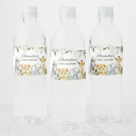 Jungle Safari Animals Baby Dusche Wasserflaschenetikett