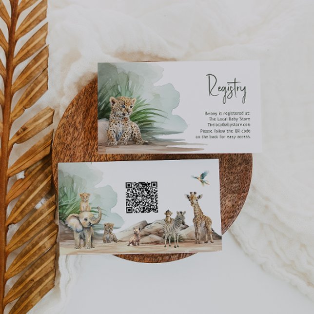 Jungle Safari Animals Baby Registry QR Code Begleitkarte (Von Creator hochgeladen)