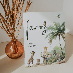 Jungle Safari Animals Baby Shower Favoriten Sockelschild