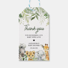 Jungle Safari Animals Baby Shower Fevor Tags Geschenkanhänger
