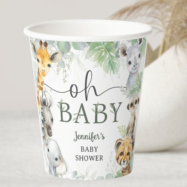 Jungle Safari Animals Baby Shower Oh Baby Pappbecher (Von Creator hochgeladen)