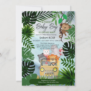 Jungle Safari Animals Boy Baby Dusche Einladung