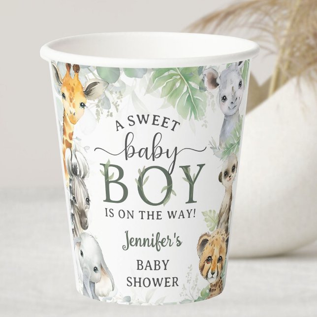 Jungle Safari Animals Boy Baby Shower Tropical Pappbecher (Von Creator hochgeladen)