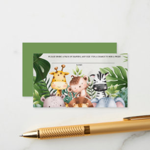 Jungle Safari Animals Boys Niedliche Windeln Raffl Begleitkarte