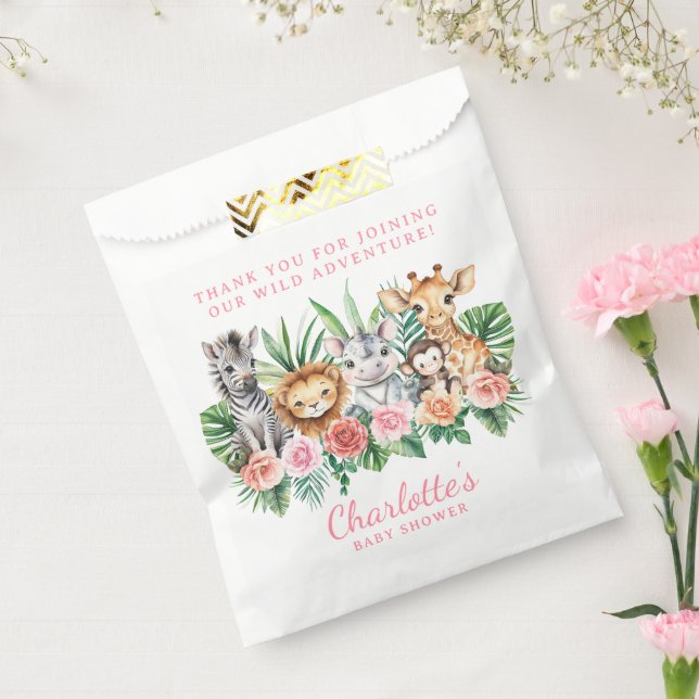 Jungle Safari Animals Girl Baby Dusche Beutel Geschenktütchen (Versiegelt)