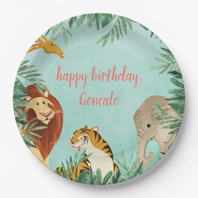 Jungle Safari Animals Kids Birthday Party Toddler Pappteller (Vorderseite)