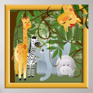 Jungle Safari Animals Kinderzimmer Poster