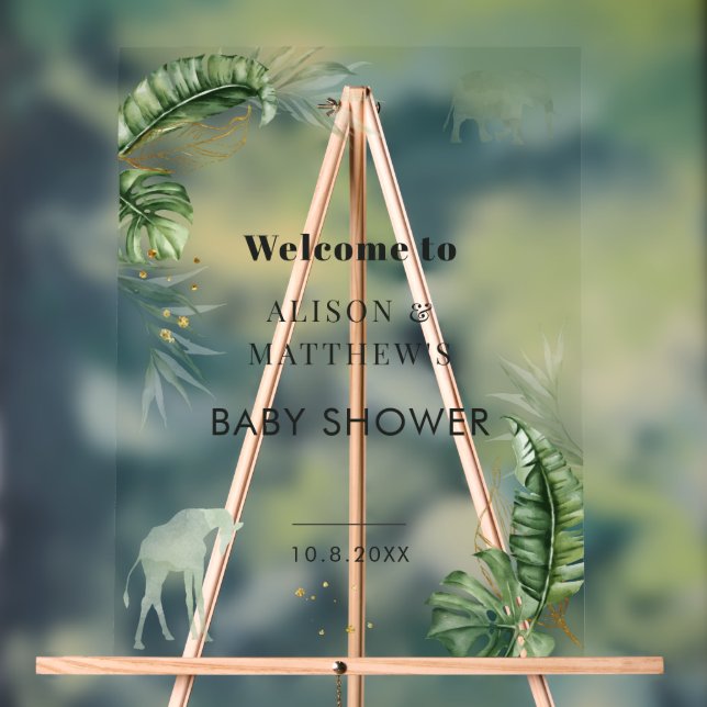 Jungle Safari Animals Paare Babydusche Acrylschild (Neutral)