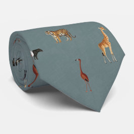 Jungle Safari Animals Pattern Blue Neck Tie Krawatte