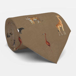 Jungle Safari Animals Pattern Camel Brown Neck Tie Krawatte