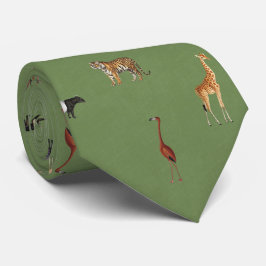 Jungle Safari Animals Pattern Green Neck Tie Krawatte