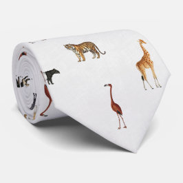 Jungle Safari Animals Pattern Stone White Neck Tie Krawatte