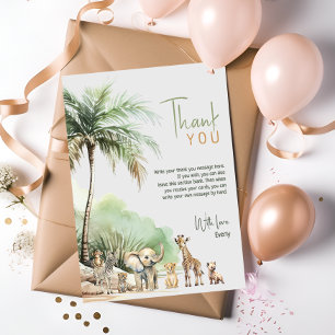 Jungle Safari Animals Vertikaler Kindergeburtstag Dankeskarte