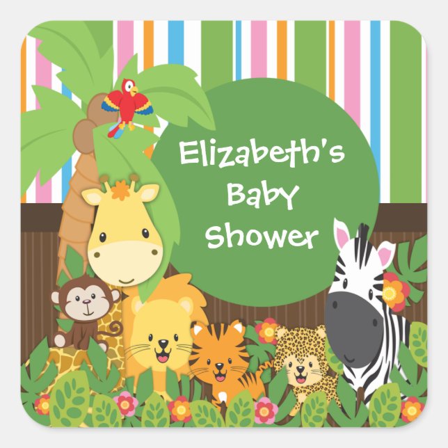 Jungle Safari Baby Animals Baby Shower Stickers