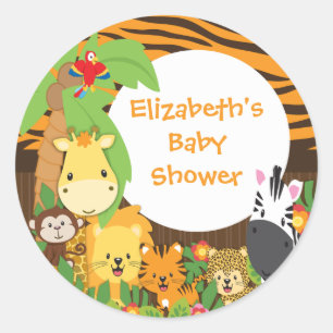 Jungle Safari Baby Animals Baby Shower Stickers