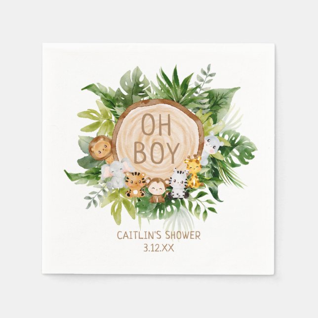 Jungle Safari Baby Boy Dusche Serviette (Vorderseite)