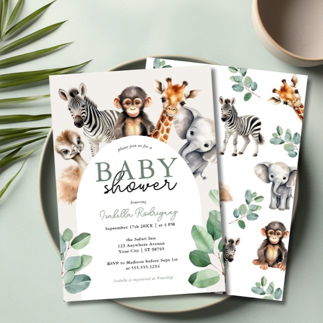 Jungle Safari Baby Dusche Einladung (Jungle Safari Boy Baby Shower Invitation)