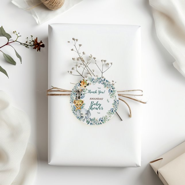 Jungle Safari Baby Dusche Vielen Dank Runder Aufkleber (Von Creator hochgeladen)