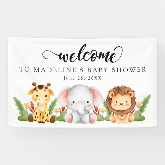 Jungle Safari Baby Dusche Willkommen Banner (Horizontal)