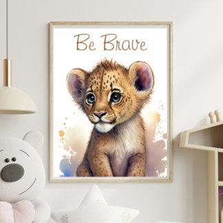 Jungle Safari Baby Lion Animal Print Poster