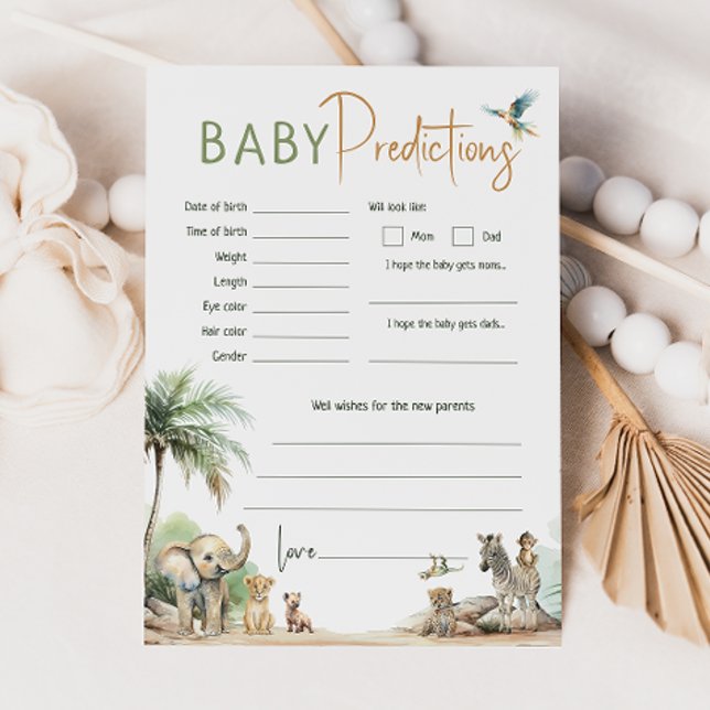 Jungle Safari Baby Shower Baby Predictive Card Einladung (Von Creator hochgeladen)