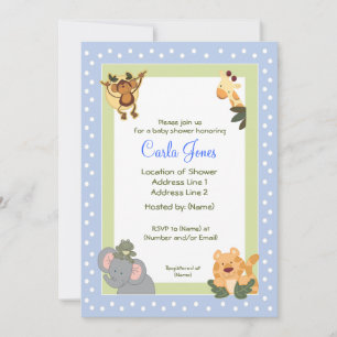 Jungle Safari Baby Shower Einladungen 5 x 7 Größe