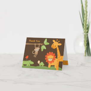 Jungle Safari Baby Shower Note Card Dankeskarte