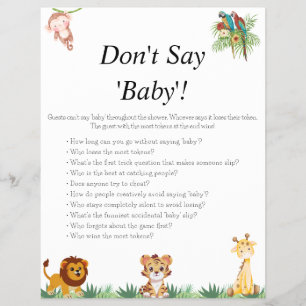Jungle Safari Baby Showspiele Flyer
