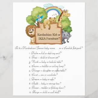 Jungle Safari Baby Showspiele Flyer