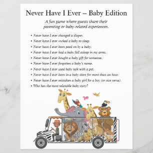 Jungle Safari Baby Showspiele Flyer