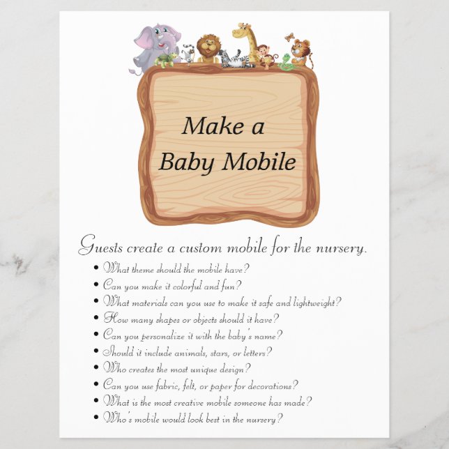 Jungle Safari Baby Showspiele Flyer (Vorne)