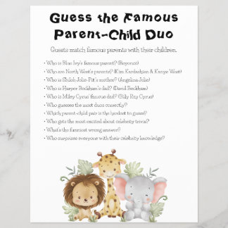 Jungle Safari Baby Showspiele Flyer