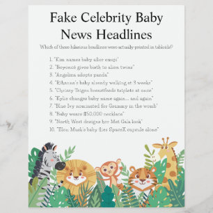 Jungle Safari Baby Showspiele Flyer