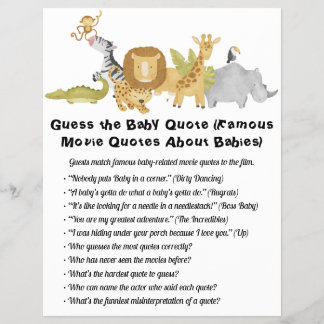 Jungle Safari Baby Showspiele Flyer