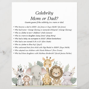 Jungle Safari Baby Showspiele Flyer