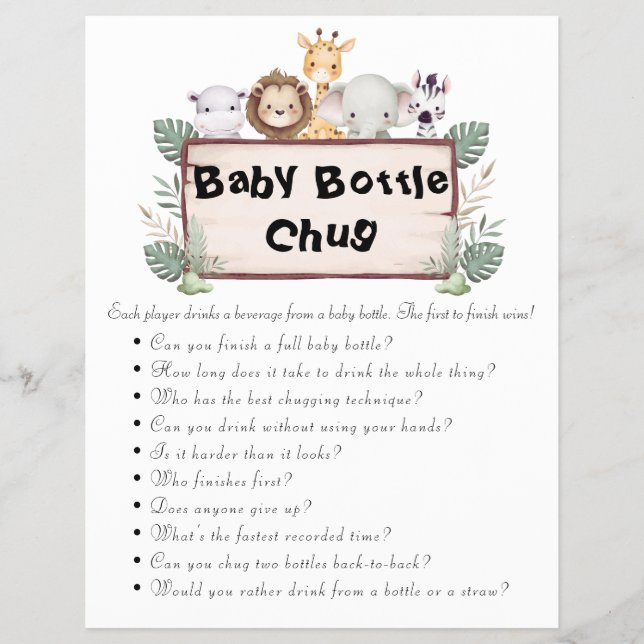 Jungle Safari Baby Showspiele Flyer (Vorne)