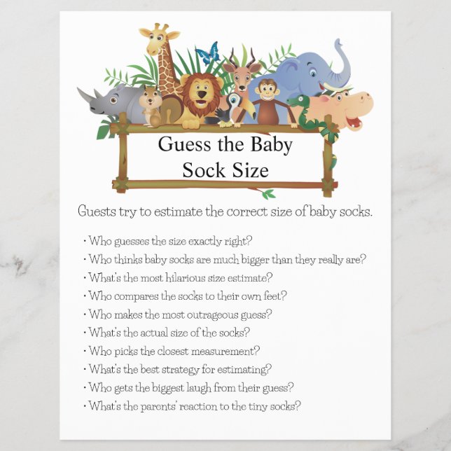 Jungle Safari Baby Showspiele Flyer (Vorne)