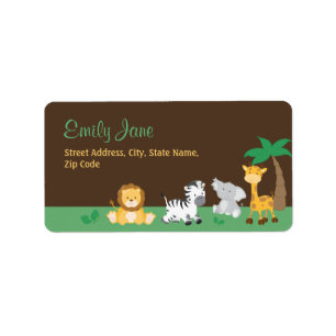 Jungle Safari Babydusche-Adressetikett Adressaufkleber