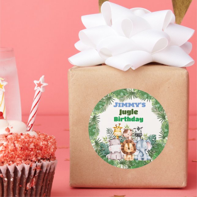 Jungle Safari Birthday Classic Round Sticker (Party)