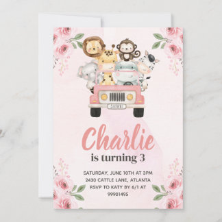 Jungle Safari Birthday Invitation Einladung