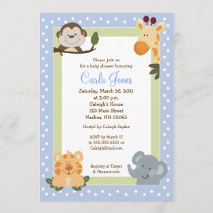 Jungle Safari Blue 12x18 Baby Dusche Einladungen