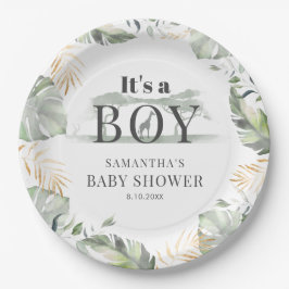 Jungle Safari Botanical Boy Baby Dusche Pappteller