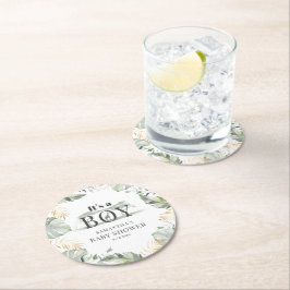 Jungle Safari Botanical Boy Baby Dusche Runder Pappuntersetzer