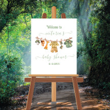 Jungle Safari Clothesline Baby Dusche Willkommen