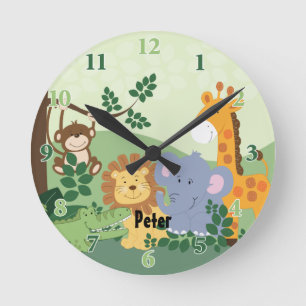 Jungle Safari Customizable Round Clock Runde Wanduhr