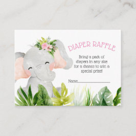 Jungle Safari Diaper Elephant Raffle Begleitkarte