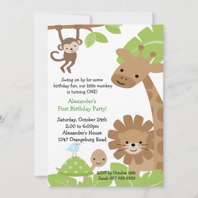Jungle Safari Einladung zum Geburtstag (Vorderseite)