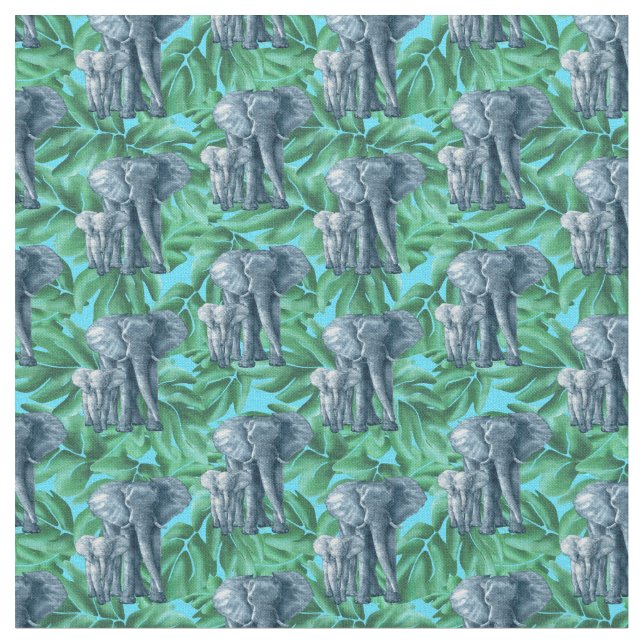 Jungle Safari Elephants Stoff (Nahaufnahme)